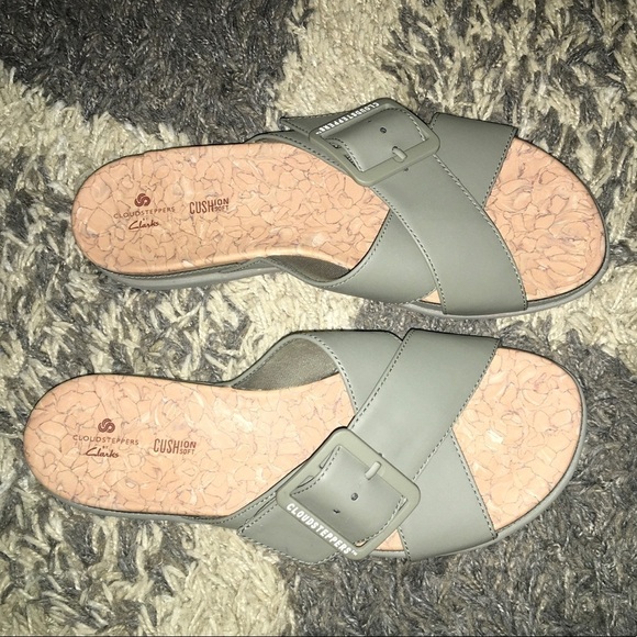 Clarks Cloudsteppers Cushion Soft Slides Sandals Strappy Shoes X Cross Strap 8M - Picture 4 of 11